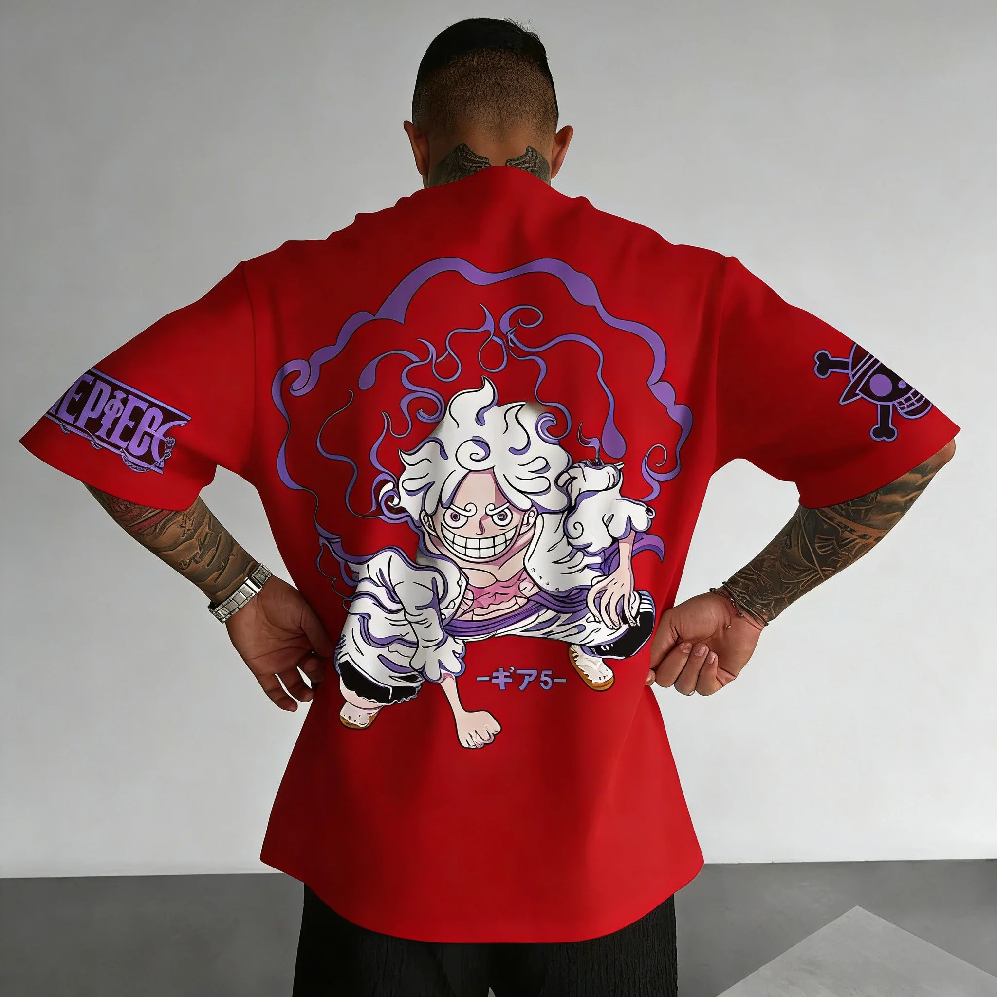 ONE PICE Anime Luffy Gear 5 Printed T-shirt 2026 Men's and Women's Summer New Harajuku Large Loose Casual Parent-child Top
ONE PICE Anime Luffy Gear 5 Printed T-shirt 2026 Men's and Women's Summer New Harajuku Large Loose Casual Parent-child Top