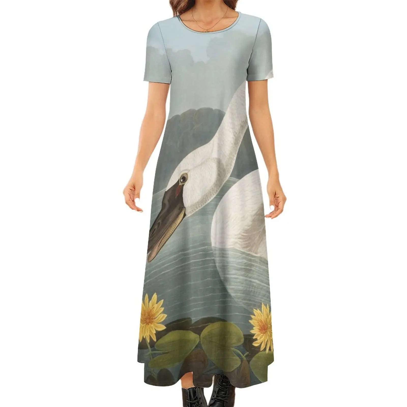 Common American Swan by John James Audubon Round Neck Short Sleeve Dress dresses for woman
Common American Swan by John James Audubon Round Neck Short Sleeve Dress dresses for woman