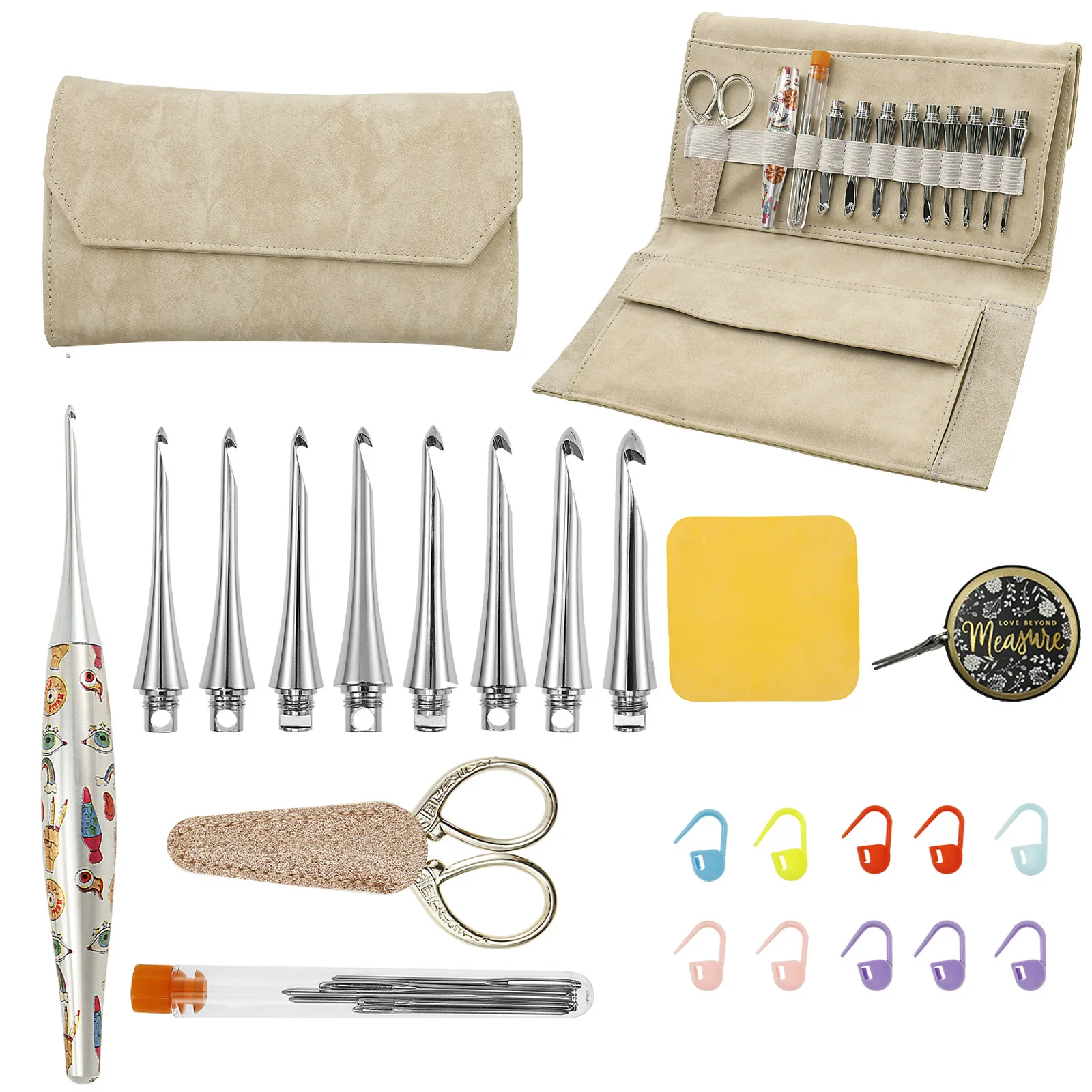 Crochet Hook Set 9 Size Crochet Set 3-8mm Metal Crochet Hook Knitting Tool Portable Safe Metal Knitting Needles Kit for Home Use
Crochet Hook Set 9 Size Crochet Set 3-8mm Metal Crochet Hook Knitting Tool Portable Safe Metal Knitting Needles Kit for Home Use