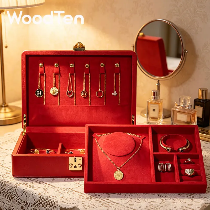 WoodTen Double leather Layer Jewelry Storage Box Earrings Rings Necklaces Storage Case Wedding Gold Jewelry Jewelry Display Box
WoodTen Double leather Layer Jewelry Storage Box Earrings Rings Necklaces Storage Case Wedding Gold Jewelry Jewelry Display Box