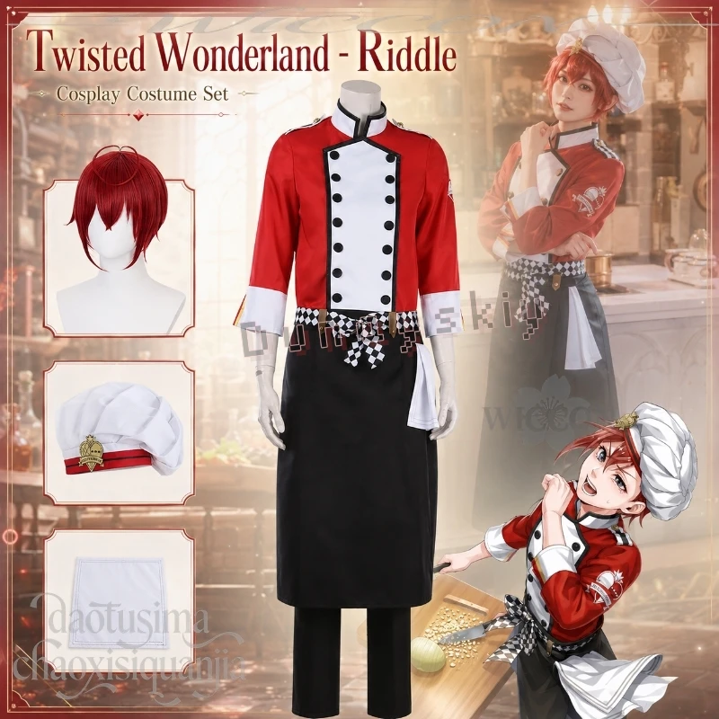 Riddle New Outfit Chef's Uniform Kawaii Red Top Hat Apron Wigs Halloween Christmas 코스프레 Anime Game Twisted Wonderland Cosplay
Riddle New Outfit Chef's Uniform Kawaii Red Top Hat Apron Wigs Halloween Christmas 코스프레 Anime Game Twisted Wonderland Cosplay