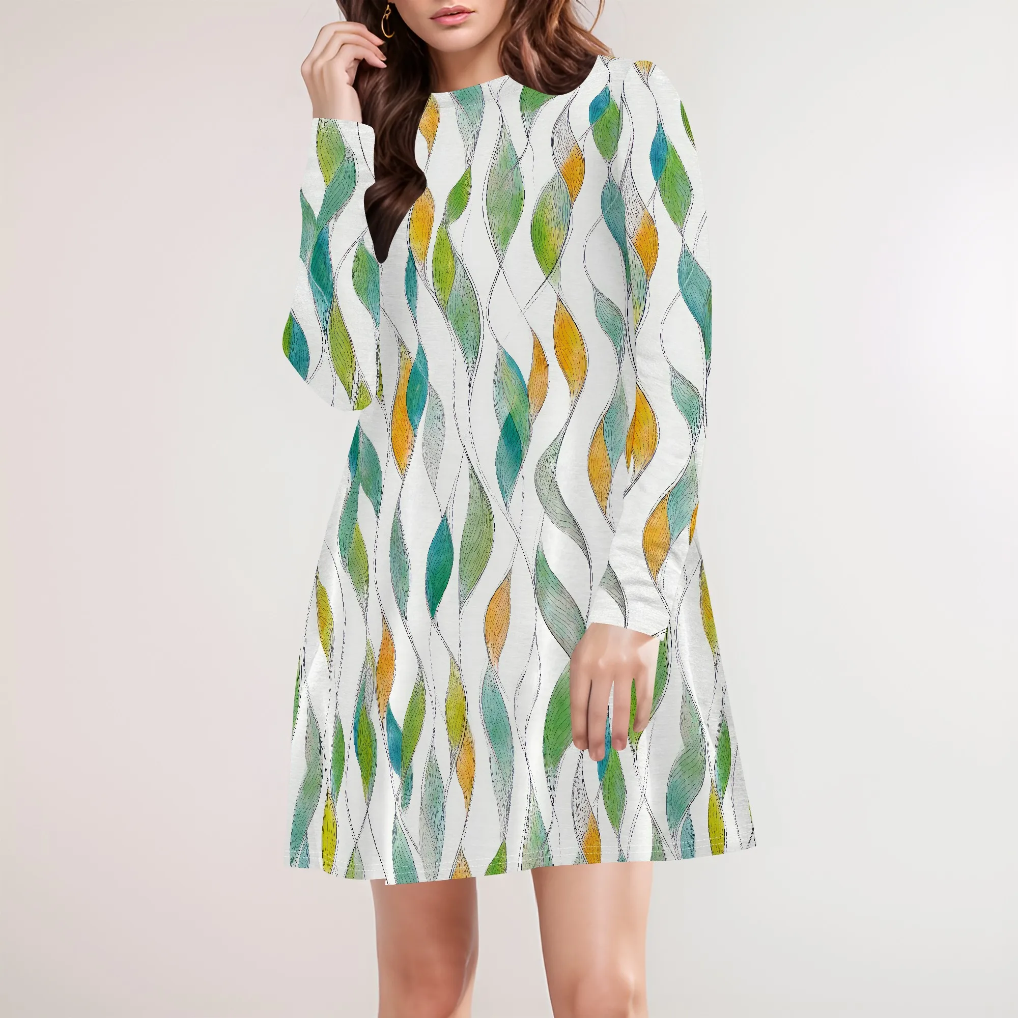 Women's Boho Floral Printed Long Sleeve Tshirt Dress Bohemian Casual Loose Swing Midi Tunic Dresses with Pockets
Women's Boho Floral Printed Long Sleeve Tshirt Dress Bohemian Casual Loose Swing Midi Tunic Dresses with Pockets