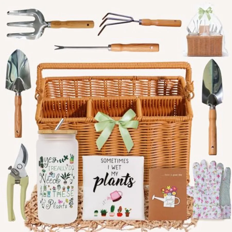 Gardening Gifts for Women 12 Pcs Garden Tools Set with Basket Heavy Duty Gardening Hand Tool with Wood Handle Gardener Lady Pla
Gardening Gifts for Women 12 Pcs Garden Tools Set with Basket Heavy Duty Gardening Hand Tool with Wood Handle Gardener Lady Pla