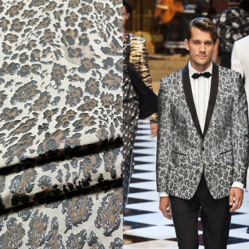 Роскошная парчовая ткань для платья, металлическая проволока, леопардовый жаккардовый костюм, модное женское пальто, окрашенная пряжа, ткань для шитья, материалы по метрам