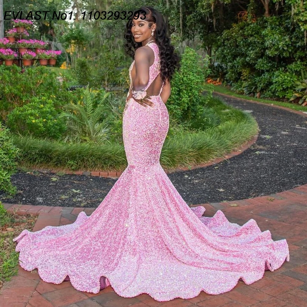 EVLAST Customized Luxury Pink Sequins Prom Dress Blackgirls Crystal Beaded Memaid African Evening Party Dress Gala Gown TPD329
EVLAST Customized Luxury Pink Sequins Prom Dress Blackgirls Crystal Beaded Memaid African Evening Party Dress Gala Gown TPD329