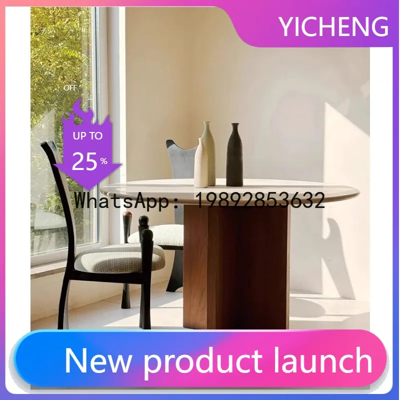 sandy wind light luxury round small apartment travertine solid wood dining table household solid wood round table
sandy wind light luxury round small apartment travertine solid wood dining table household solid wood round table