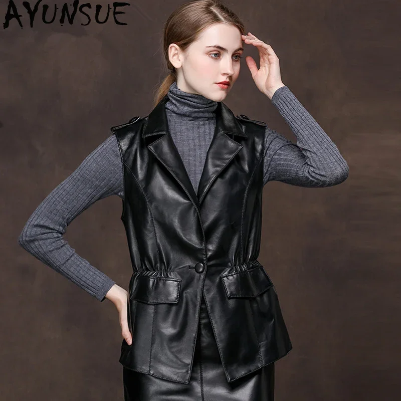 AYUNSUE Women's Vest Genuine Leather Jacket Spring Autumn Jacket Women 100% Sheepskin Coat Female Korean Blazer Chaqueta Mujer
AYUNSUE Women's Vest Genuine Leather Jacket Spring Autumn Jacket Women 100% Sheepskin Coat Female Korean Blazer Chaqueta Mujer