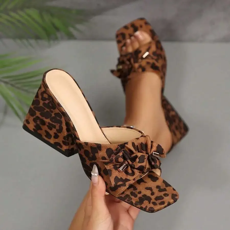 Women Leopard Print Block Heel Mules Open Toe Slip On Sandals For Casual Office Dress
Women Leopard Print Block Heel Mules Open Toe Slip On Sandals For Casual Office Dress