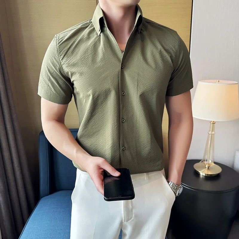 Short Sleeve Shirts For Men British Style Summer Business Casual Social V Neck Men's Social Shirt Dress Slim Fit Office Wear 4XL
Short Sleeve Shirts For Men British Style Summer Business Casual Social V Neck Men's Social Shirt Dress Slim Fit Office Wear 4XL