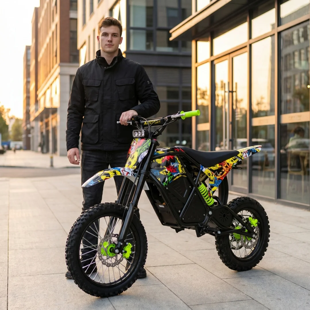 EDB001 Graffiti Electric Dirt Bike Powerful Brushless Motor Waterproof Removable Lithium Battery 3 Speed Modes Hydraulic Brakes Adjustable Nitrogen Shock Absorber All Terrain Off Road Motorcycle For Adults Teens
EDB001 Graffiti Electric Dirt Bike Powerful Brushless Motor Waterproof Removable Lithium Battery 3 Speed Modes Hydraulic Brakes Adjustable Nitrogen Shock Absorber All Terrain Off Road Motorcycle For Adults Teens