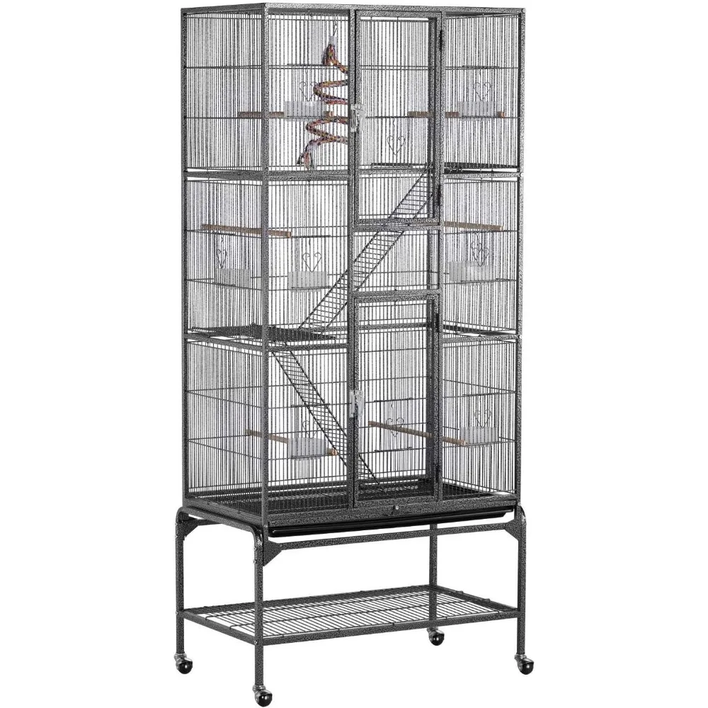 69-Inch Extra Large Wrought Iron 3 Levels Ferret Chinchilla Sugar Glider Squirrel Small Animal Cage with Cross Shelves and Ladd
69-Inch Extra Large Wrought Iron 3 Levels Ferret Chinchilla Sugar Glider Squirrel Small Animal Cage with Cross Shelves and Ladd