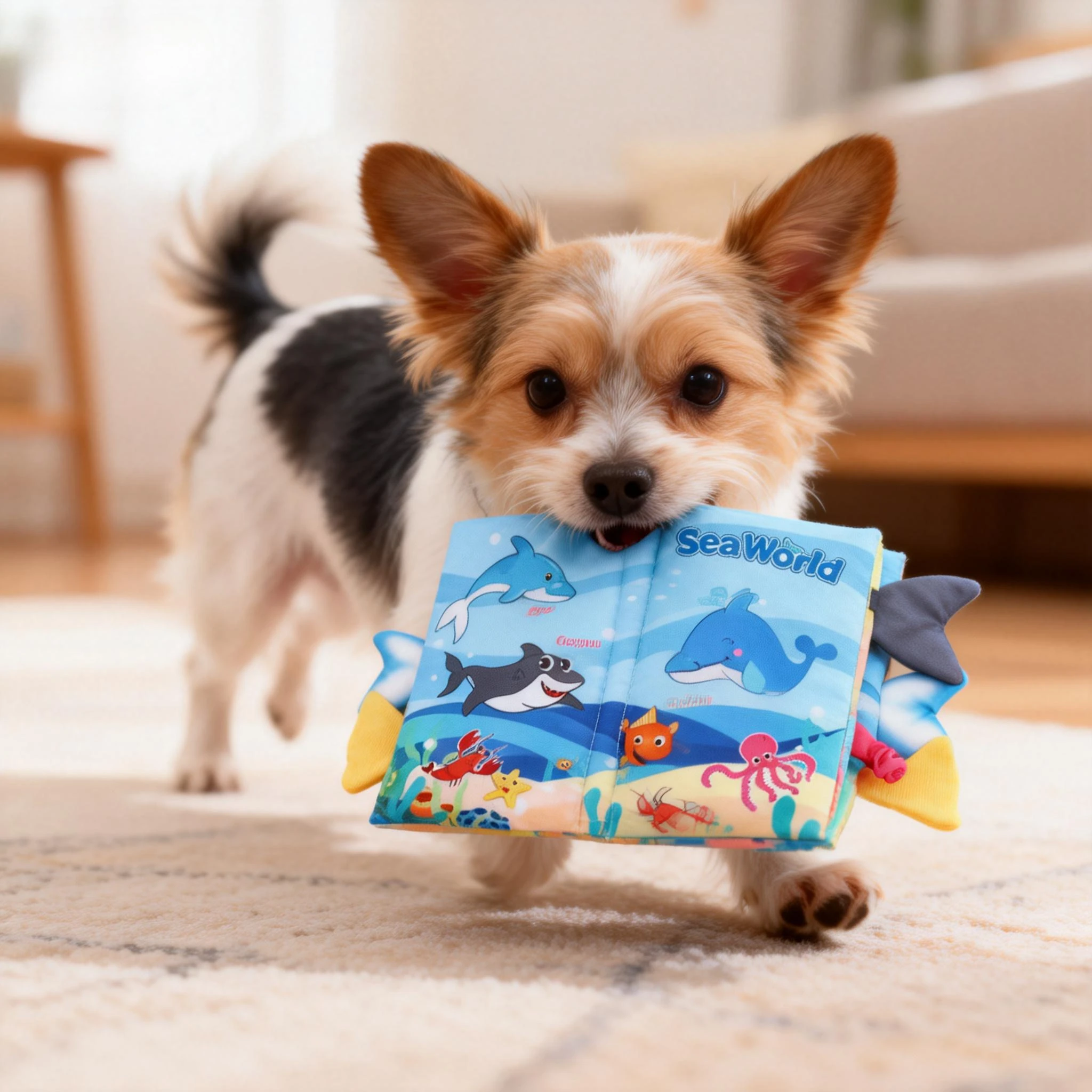 Dog Fabric Book Toy "SeaWorld" | Crinkle Paper & Squeaker Inside | Interactive Chew Toy for Puppies & Small Dogs
Dog Fabric Book Toy "SeaWorld" | Crinkle Paper & Squeaker Inside | Interactive Chew Toy for Puppies & Small Dogs