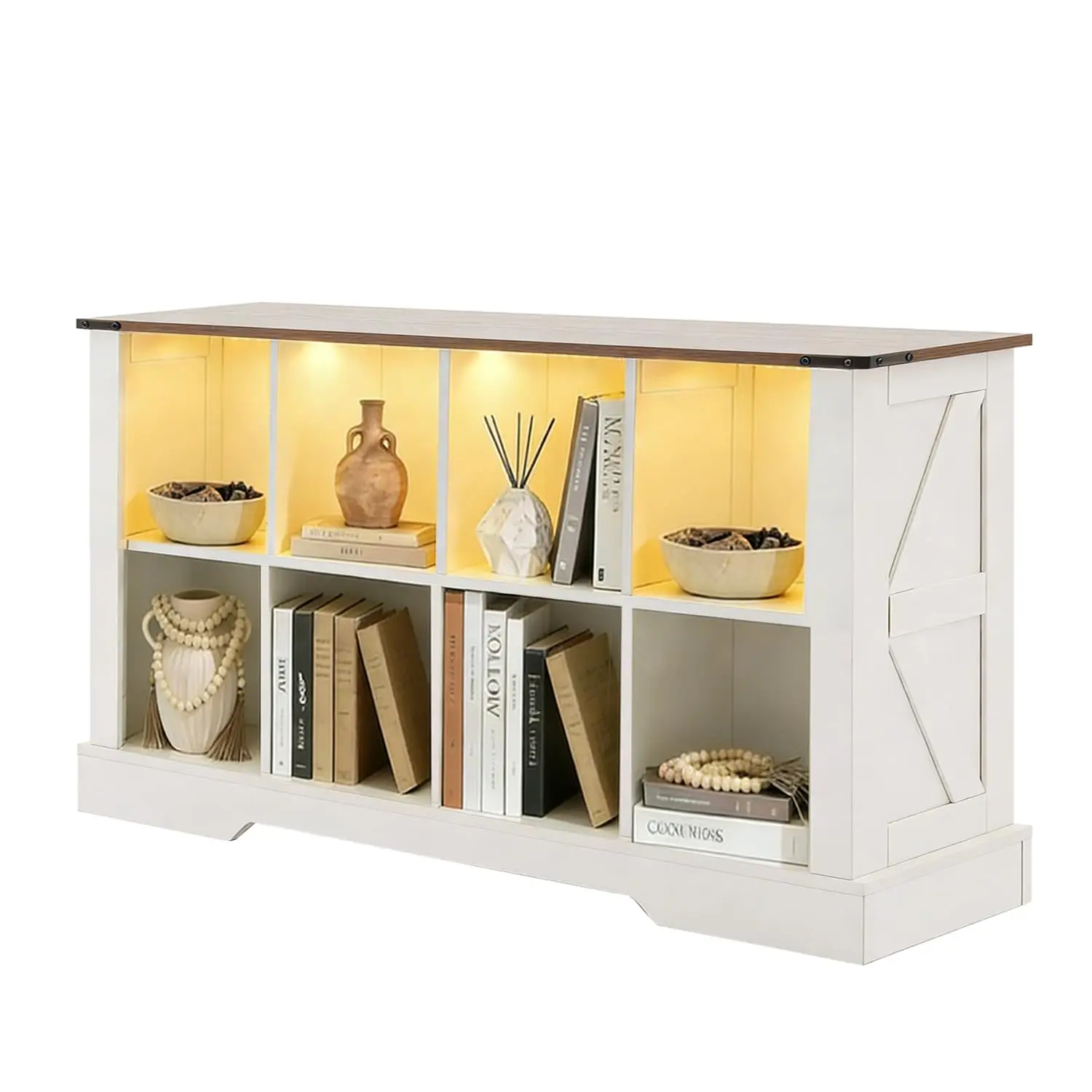 8 Cube Wood Storage Organizer with LED Lights for Living Room Bedroom Office, Customized
8 Cube Wood Storage Organizer with LED Lights for Living Room Bedroom Office, Customized