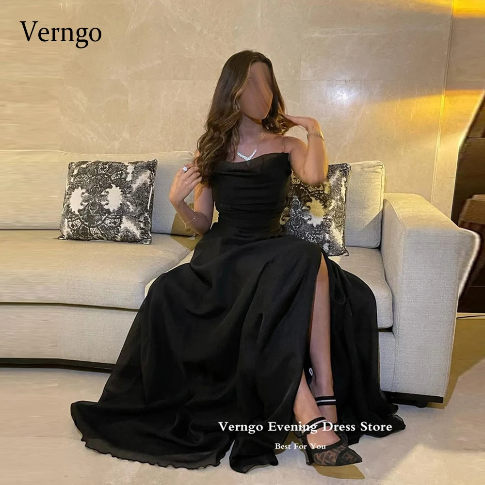Verngo Simple Black Chiffon Beach Prom Dresses Plus Size Strapless Split Saudi Arabic Women Evening Gowns Night Party Dress
Verngo Simple Black Chiffon Beach Prom Dresses Plus Size Strapless Split Saudi Arabic Women Evening Gowns Night Party Dress