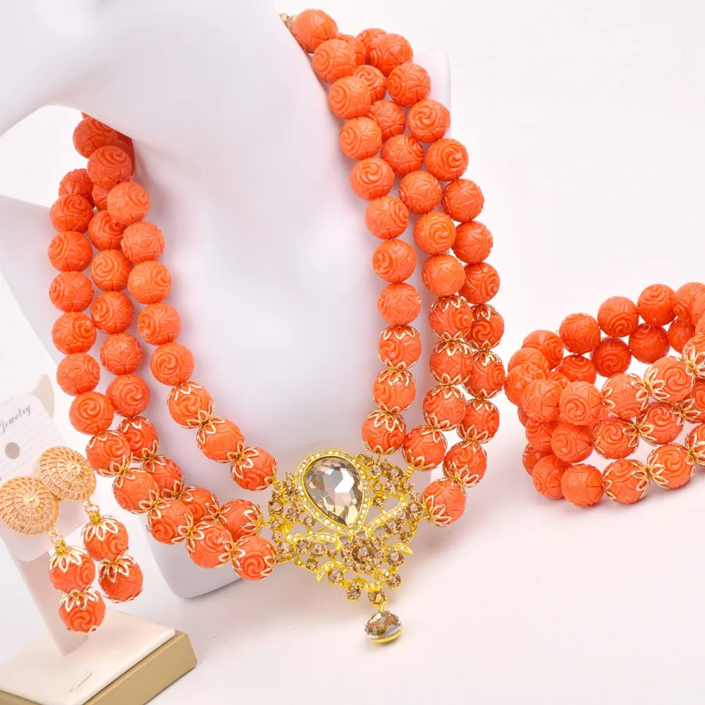 Fashion African Jewelry Set Orange Artifical Coral Necklace Costume Jewelry Set
Fashion African Jewelry Set Orange Artifical Coral Necklace Costume Jewelry Set