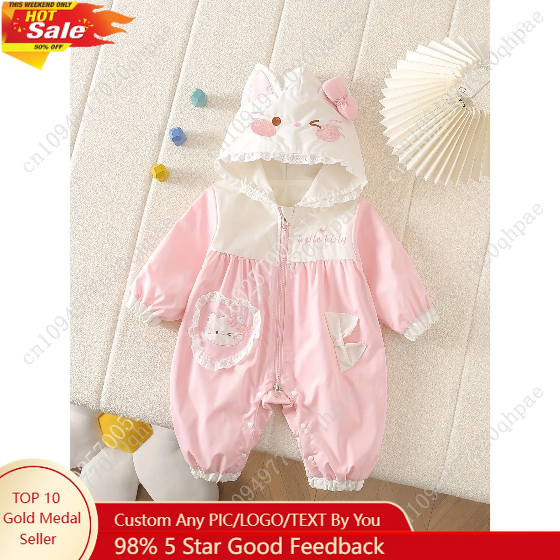 1pc Embroidered Hello Kitty Letter Hooded Casual Fashion Romper 3D Ears Fun and Cute Fleece-Lined Skin-Friendly Fabric
1pc Embroidered Hello Kitty Letter Hooded Casual Fashion Romper 3D Ears Fun and Cute Fleece-Lined Skin-Friendly Fabric