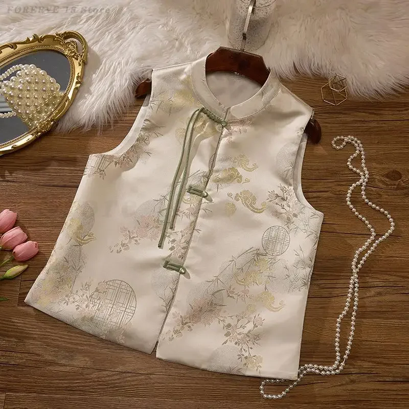 Женская куртка Hanfu с цветочным принтом, топы без рукавов в китайском стиле, винтажный жилет Cheongsam на пуговицах, женский повседневный жилет XL-4XL
Женская куртка Hanfu с цветочным принтом, топы без рукавов в китайском стиле, винтажный жилет Cheongsam на пуговицах, женский повседневный жилет XL-4XL