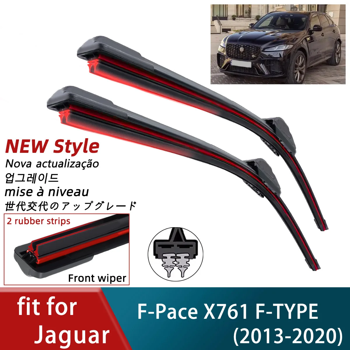 Double Rubber Car Wipers for Jaguar F-Pace X761 F-TYPE Front Blades Brushes Cutter Parts Accessories Windscreen Wipers Parts
Double Rubber Car Wipers for Jaguar F-Pace X761 F-TYPE Front Blades Brushes Cutter Parts Accessories Windscreen Wipers Parts