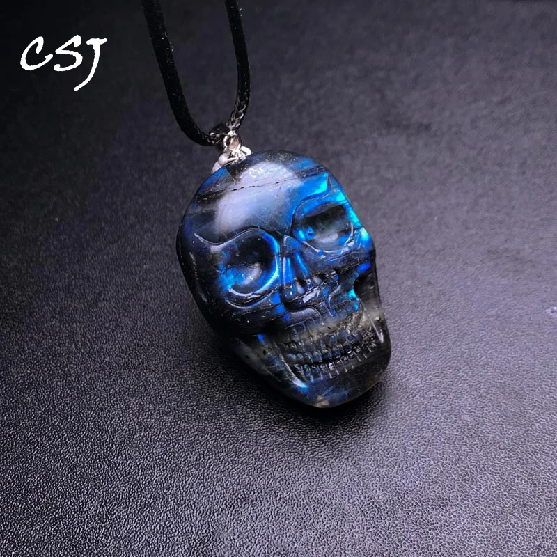 CSJ Mysterious Natural Labradorite Pendant Skull Head 26*36mm Gemstone Necklace Fine Jewelry for Women Man Party Birthday Gift
CSJ Mysterious Natural Labradorite Pendant Skull Head 26*36mm Gemstone Necklace Fine Jewelry for Women Man Party Birthday Gift