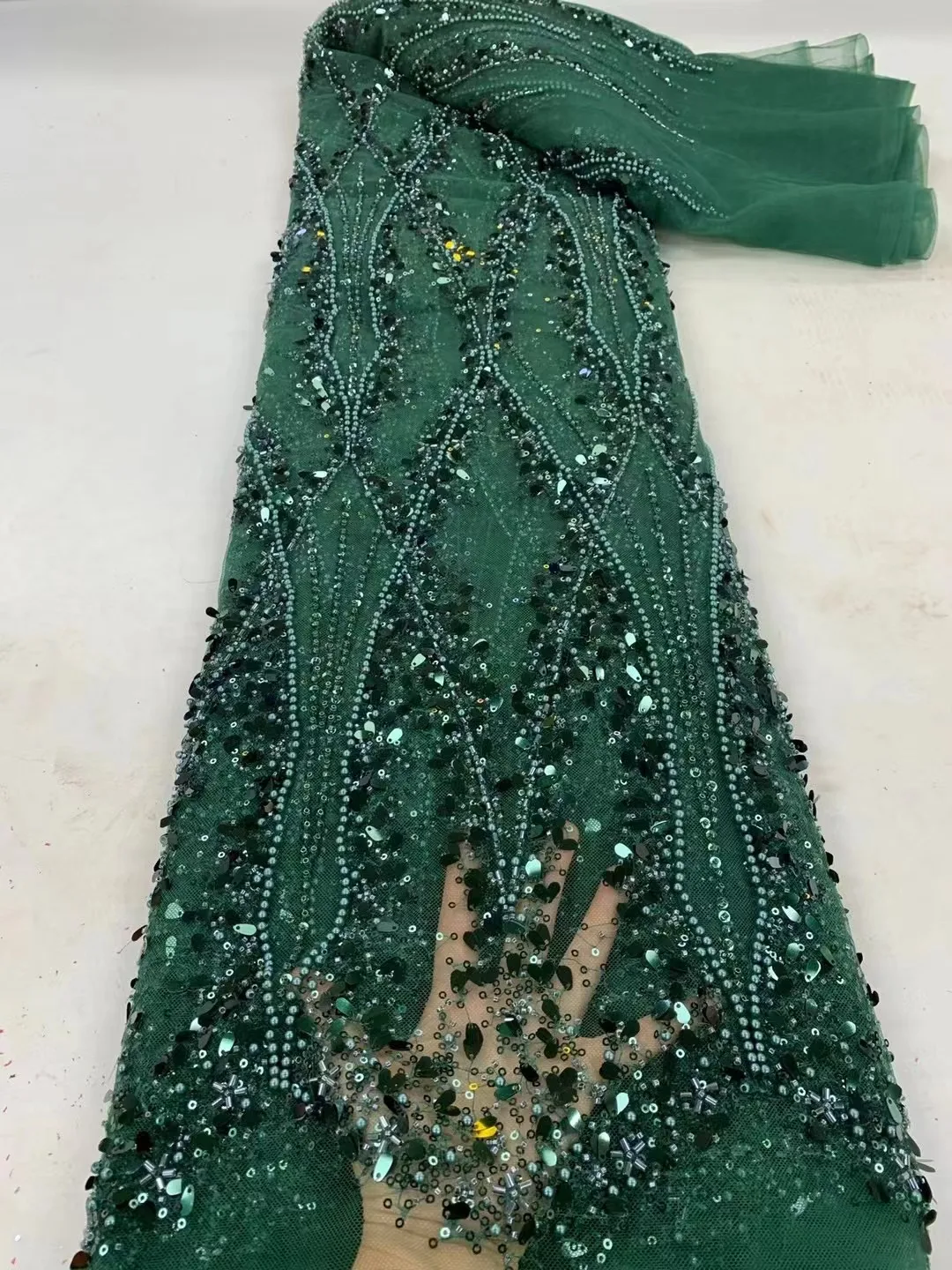 Green High Quality Beaded Lace Fabrics for Wedding Fabric Material Bridal Lace with Sequins Luxury African Lace Fabric 5 Yards
Green High Quality Beaded Lace Fabrics for Wedding Fabric Material Bridal Lace with Sequins Luxury African Lace Fabric 5 Yards