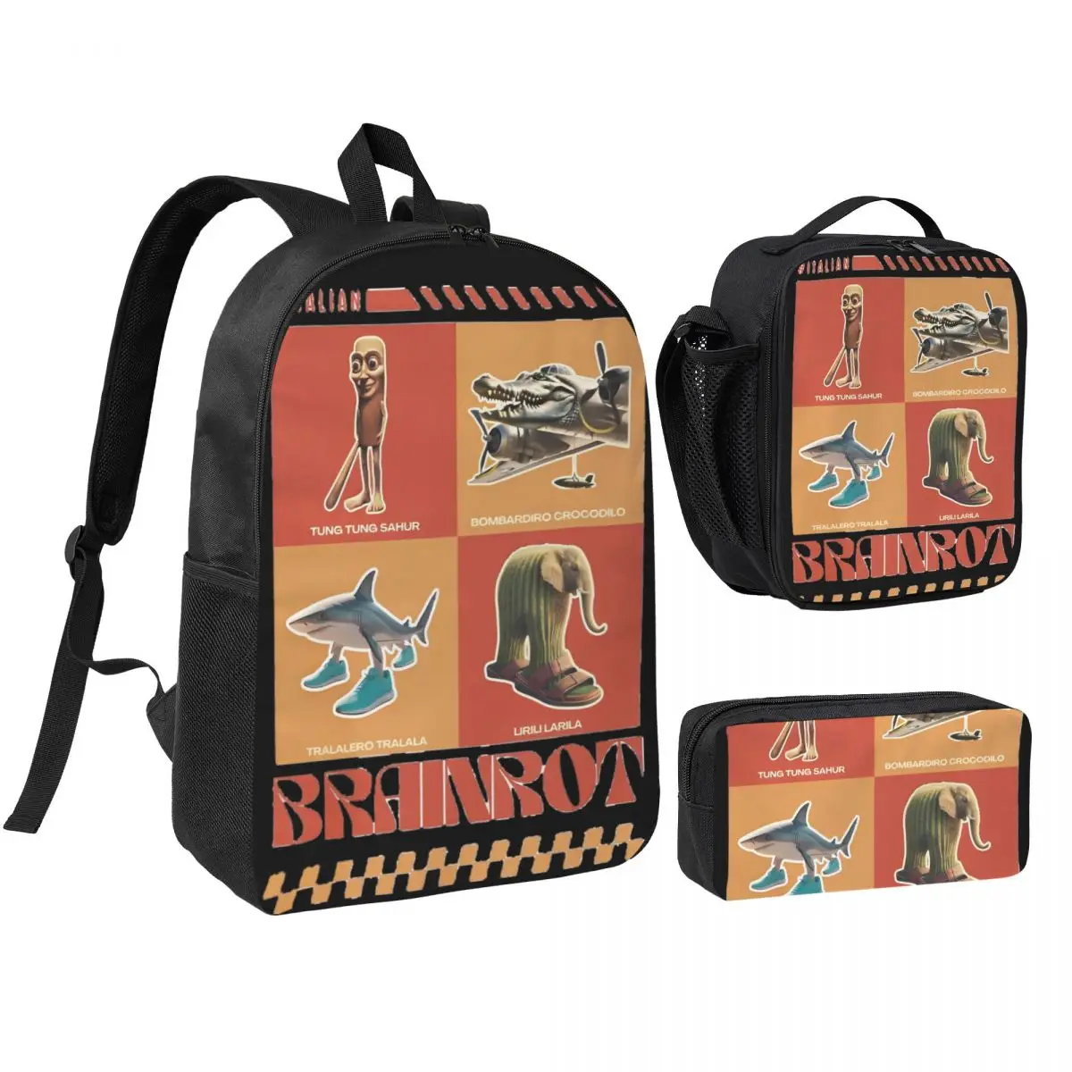 Tung Tung Tung Sahur 3pecs/набор рюкзак для студентов итальянский Brainrot Meme сумка на плечо сумка для обеда пенал
Tung Tung Tung Sahur 3pecs/набор рюкзак для студентов итальянский Brainrot Meme сумка на плечо сумка для обеда пенал