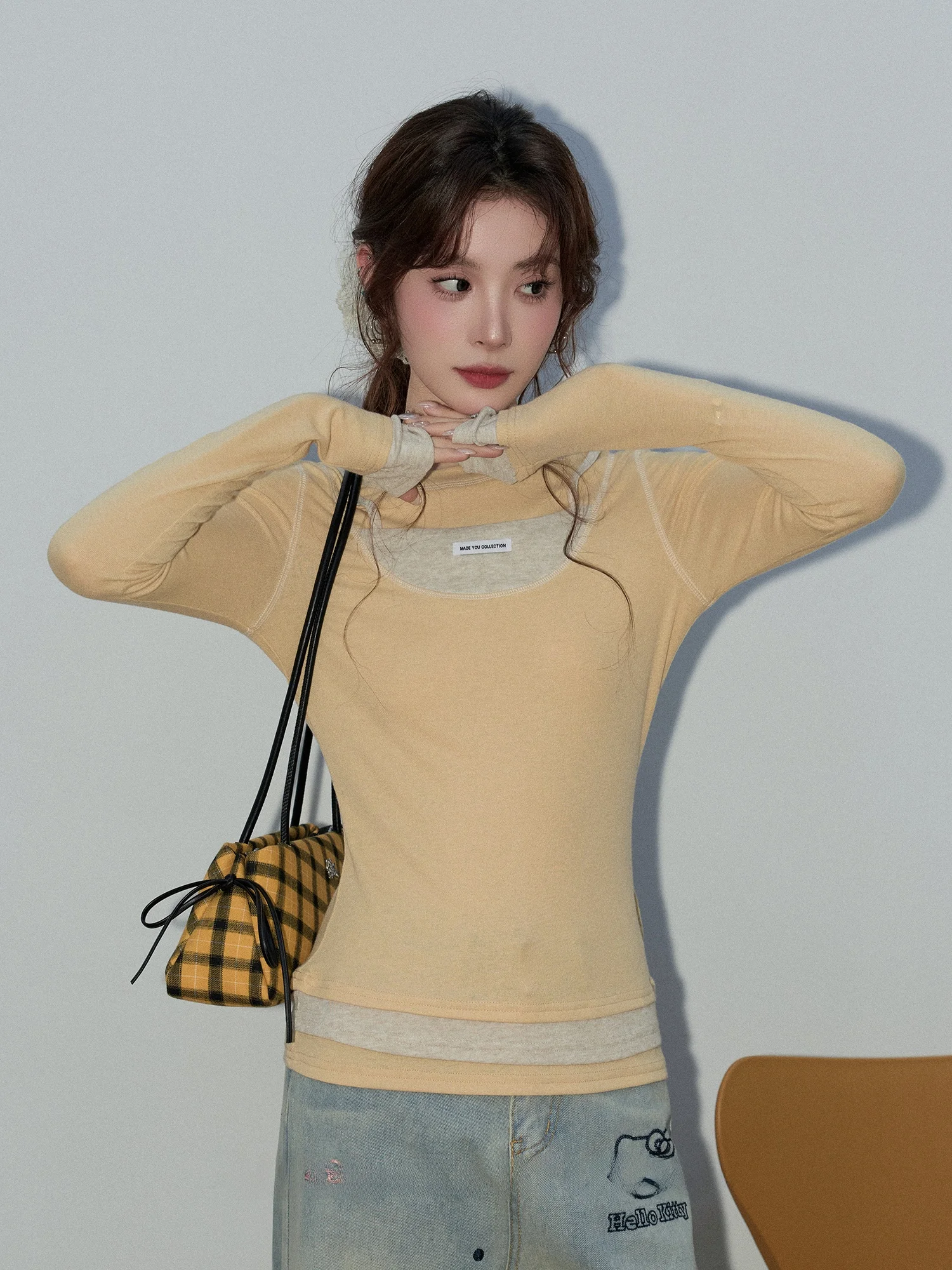 Sweet Girl Style Long Sleeve T-Shirt Women's Early Spring New Yellow Korean System Layered Upper Body Fashion Korean Style
Sweet Girl Style Long Sleeve T-Shirt Women's Early Spring New Yellow Korean System Layered Upper Body Fashion Korean Style