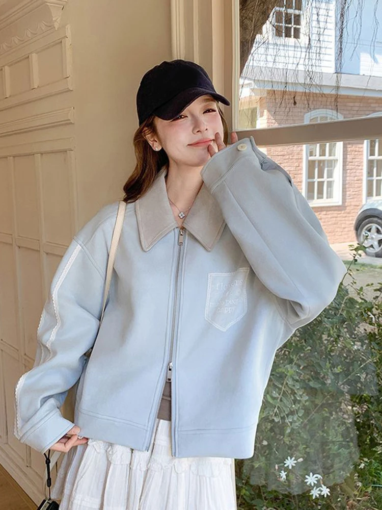 Милая синяя куртка в консервативном стиле, женская свободная искусственная замша, модное корейское пальто с длинным рукавом, осень-зима, шикарная повседневная женская новая верхняя одежда
Милая синяя куртка в консервативном стиле, женская свободная искусственная замша, модное корейское пальто с длинным рукавом, осень-зима, шикарная повседневная женская новая верхняя одежда