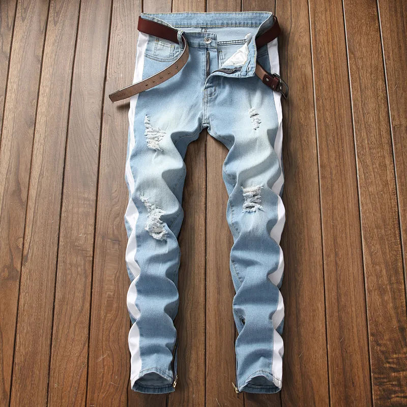 Spring and Summer New Men's Jeans Pants Casual Feet Zipper Men's Fashion Knee Hole Slim Fit Men's Jeans
Spring and Summer New Men's Jeans Pants Casual Feet Zipper Men's Fashion Knee Hole Slim Fit Men's Jeans