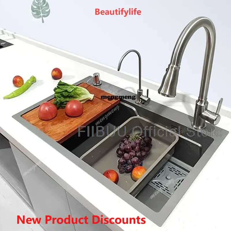 03 Large Capacity Multifunctional Kitchen Sink Stainless Steel Thickened Handmade Vegetable Basin Wash/Cut/Drain in One Full Set
03 Large Capacity Multifunctional Kitchen Sink Stainless Steel Thickened Handmade Vegetable Basin Wash/Cut/Drain in One Full Set