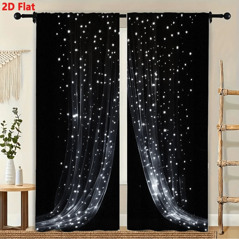 2Pcs Curtains, Black Background With White Stars Tassel Art Window Drapes For Bedroom Room Decor Decoration Window Treatment.
2Pcs Curtains, Black Background With White Stars Tassel Art Window Drapes For Bedroom Room Decor Decoration Window Treatment. 
