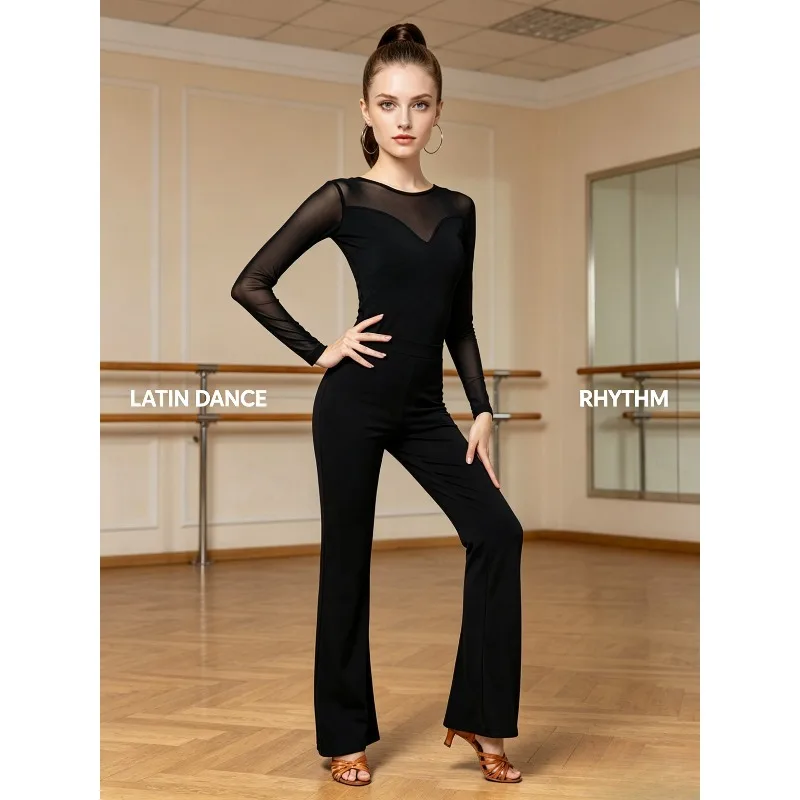 Women Black Long Sleeve Latin Dance Top S-3XL, Crystal Linen & Korean Velvet Pants, Modern Dance Training Outfit for Practice
Women Black Long Sleeve Latin Dance Top S-3XL, Crystal Linen & Korean Velvet Pants, Modern Dance Training Outfit for Practice