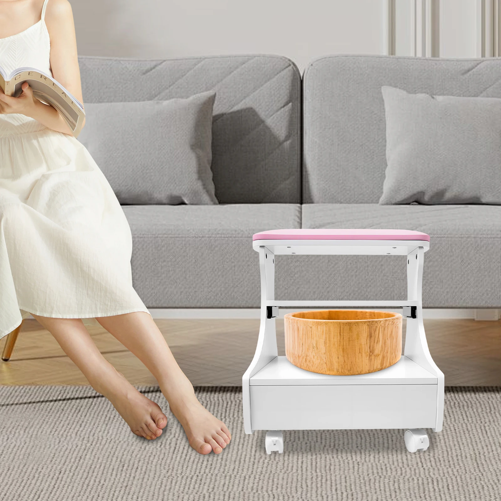 Portable Foot Rest Manicure Stool Pedicure Cart Footbath Trolley with 4 Casters for for Home Salon Spa Manicure Massage-Pink
Portable Foot Rest Manicure Stool Pedicure Cart Footbath Trolley with 4 Casters for for Home Salon Spa Manicure Massage-Pink