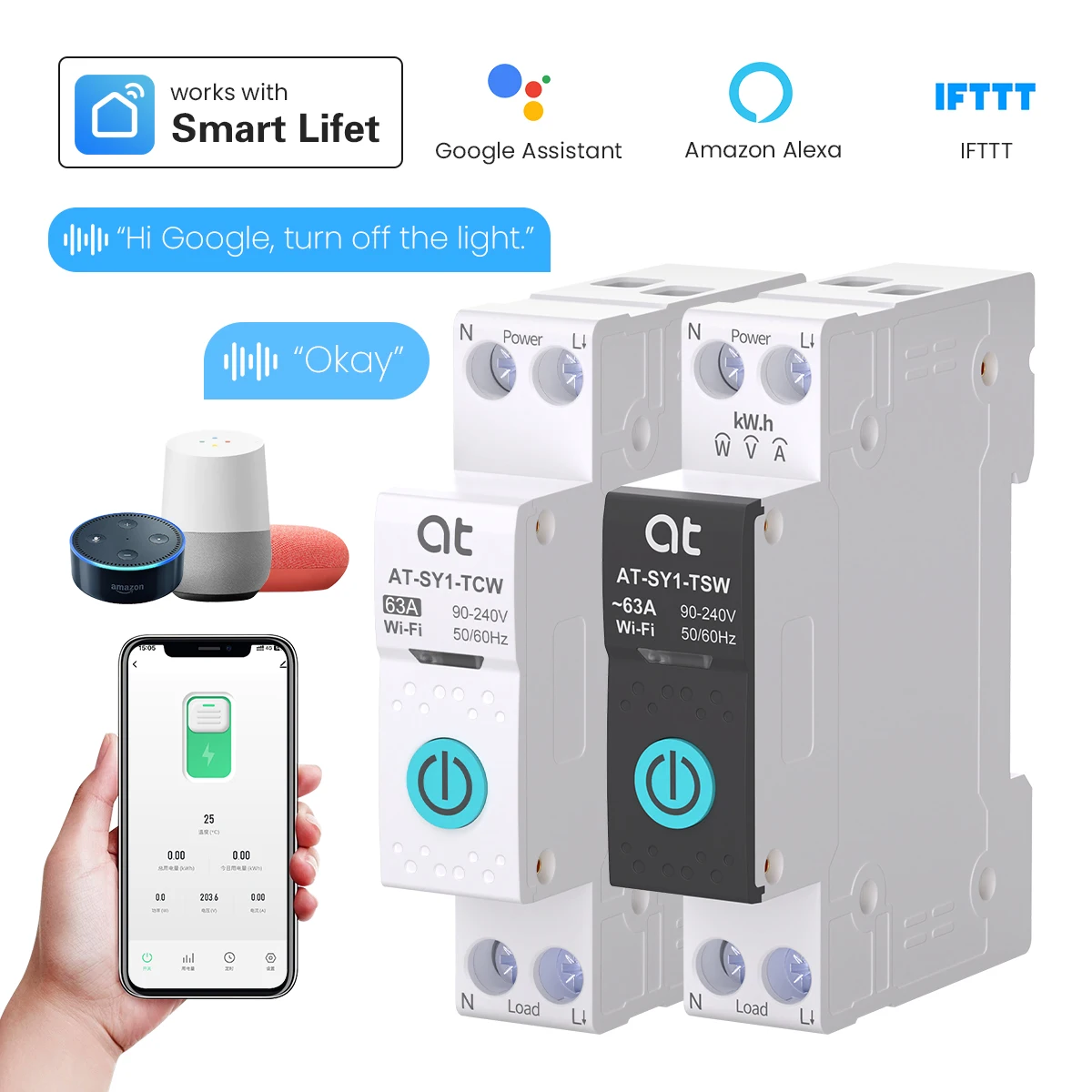 Умный автоматический выключатель TUYA WiFi/ZigBee MCB, защита от перегрузки по току и пониженного напряжения, измерение мощности, 63A, переключатель дистанционного управления 
Умный автоматический выключатель TUYA WiFi/ZigBee MCB, защита от перегрузки по току и пониженного напряжения, измерение мощности, 63A, переключатель дистанционного управления