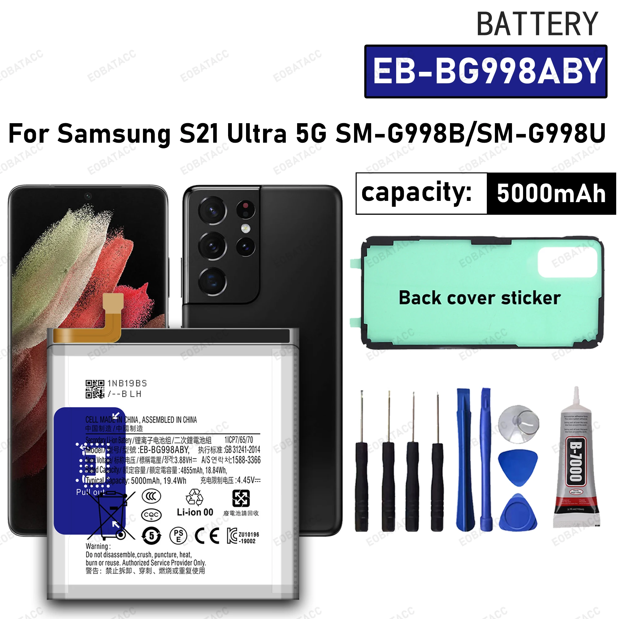 100% New High Quanlity EB-BG998ABY For Samsung Galaxy S21 Ultra 5G Phone Batteries Battery + Free Tools
100% New High Quanlity EB-BG998ABY For Samsung Galaxy S21 Ultra 5G Phone Batteries Battery + Free Tools