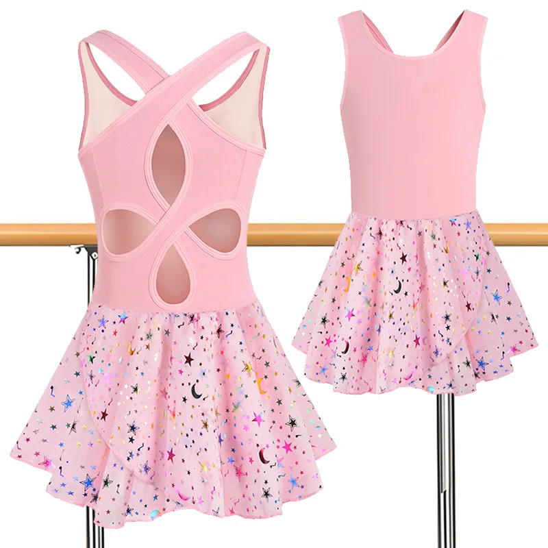 Girl Sleeveless Camisole Dance Dress Ballet Dance Leotards for girl Gymnastics Skirts with Shiny Sequins and Hollow Back
Girl Sleeveless Camisole Dance Dress Ballet Dance Leotards for girl Gymnastics Skirts with Shiny Sequins and Hollow Back