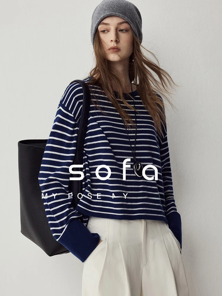 Tsofa High Ratio Wool 18 Needle Loose Knitted Sweater Striped Nautical Vintage Women's Fashionable Casual Long Sleeve T-Shirt
Tsofa High Ratio Wool 18 Needle Loose Knitted Sweater Striped Nautical Vintage Women's Fashionable Casual Long Sleeve T-Shirt