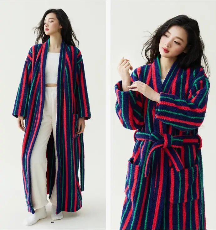 Thickened Flannel Robe Pants Pajamas Set Couple Coral Velvet Bathrobe Striped Lengthed Home Clothes New Arrival Sleepwear Robes
Thickened Flannel Robe Pants Pajamas Set Couple Coral Velvet Bathrobe Striped Lengthed Home Clothes New Arrival Sleepwear Robes