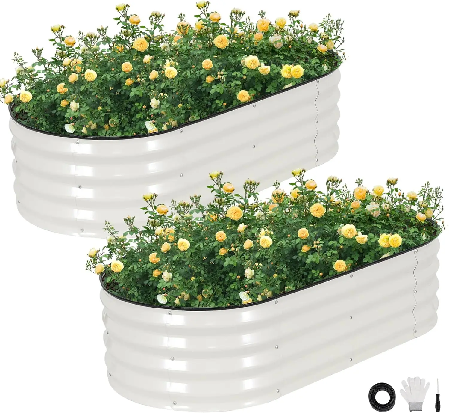 Galvanized Raised Garden Bed 2-Pack 4x2x1ft Oval Planter Box with Rubber Strip for Vegetables Flowers Herbs White
Galvanized Raised Garden Bed 2-Pack 4x2x1ft Oval Planter Box with Rubber Strip for Vegetables Flowers Herbs White