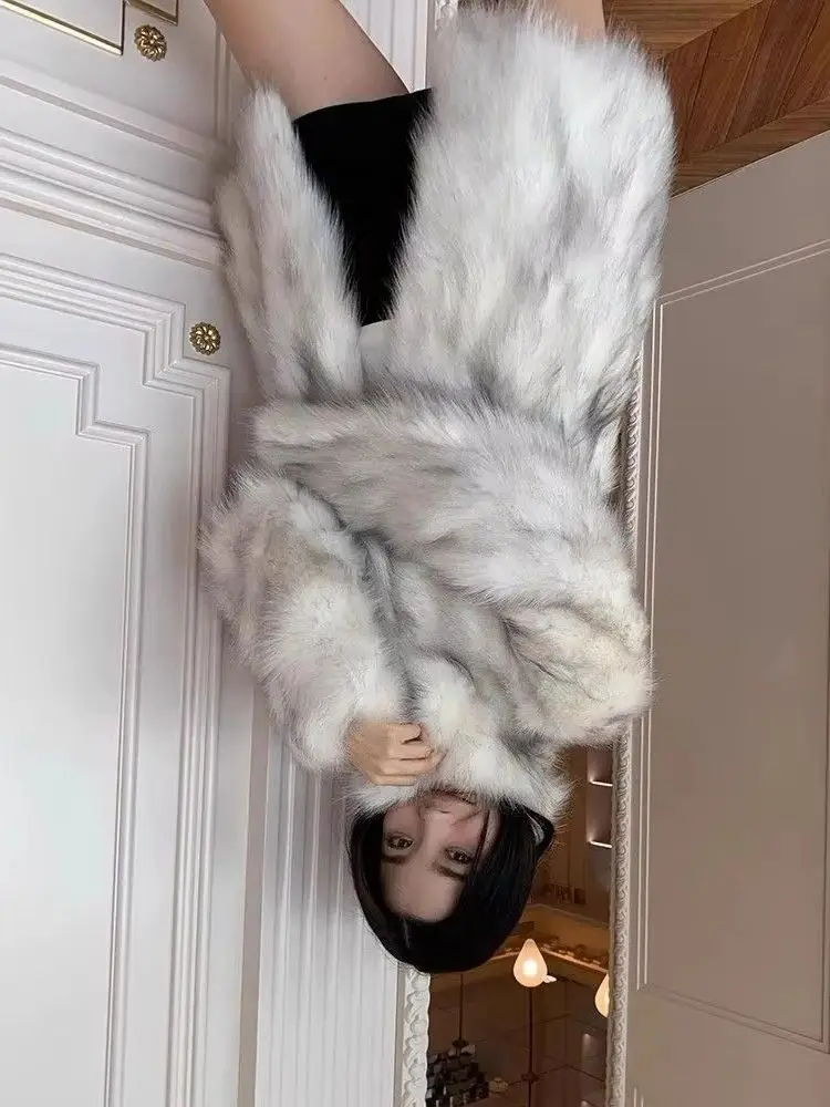 Womens Winter Jacket Imitation Fox Fur Long Warm Faux Fur Coat Thicken Grass Cardigan Fashion Luxurious Female Outerwear
Womens Winter Jacket Imitation Fox Fur Long Warm Faux Fur Coat Thicken Grass Cardigan Fashion Luxurious Female Outerwear