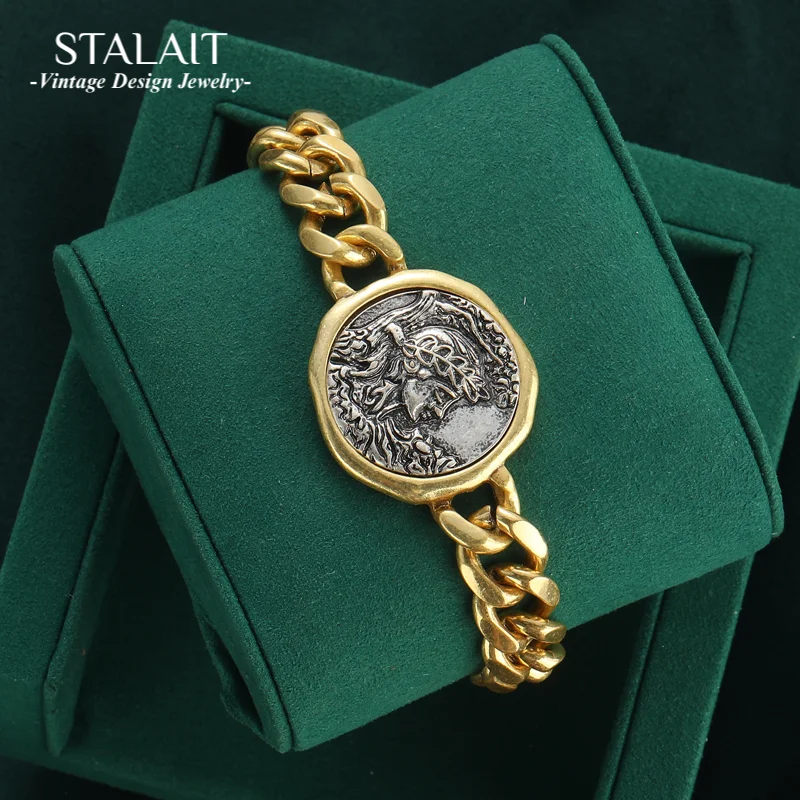 Vintage Copper Beauty Portrait Ancient Round Coin Wide Chain Bracelets for Women Simple Couple Jewelry Wrist Accessories
Vintage Copper Beauty Portrait Ancient Round Coin Wide Chain Bracelets for Women Simple Couple Jewelry Wrist Accessories
