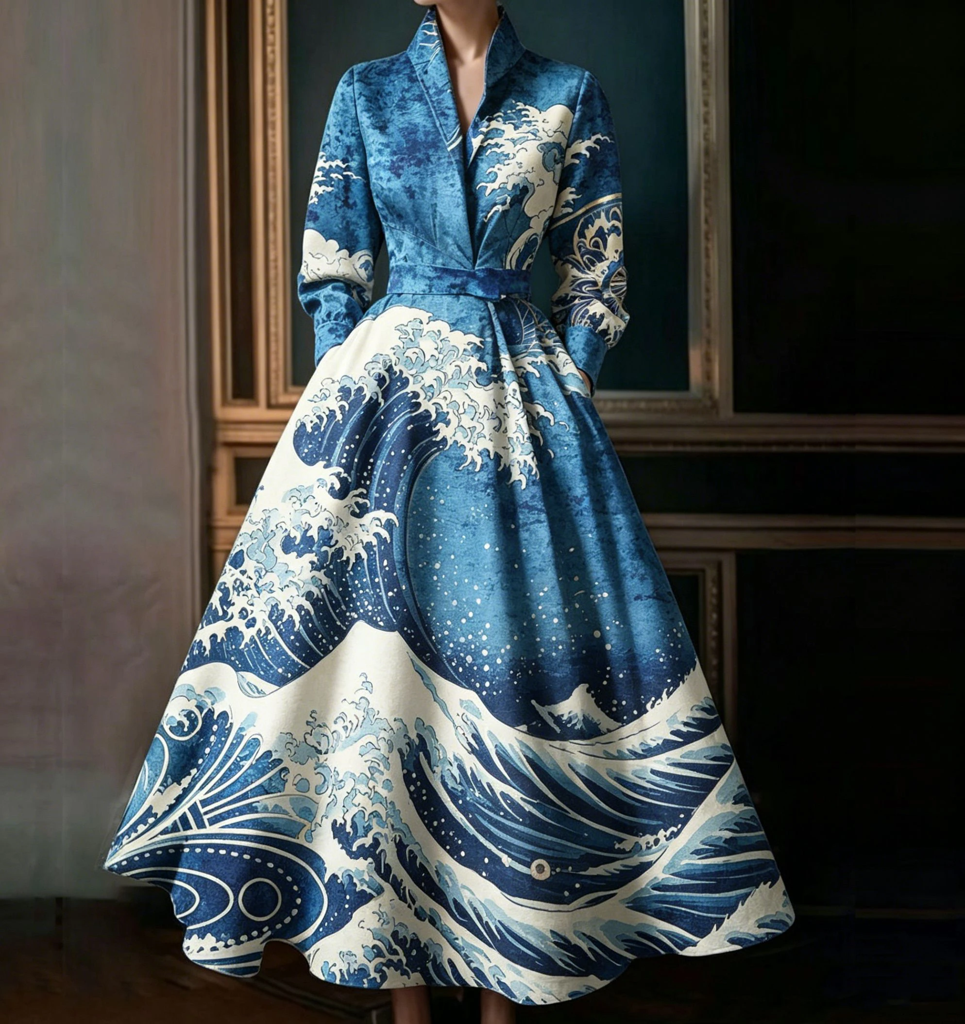 Elegant Hokusai The Great Wave Printed Dress Classic Chic Vintage Sleeveless A-Line Midi Dress for Formal Casual Occasions Dress
Elegant Hokusai The Great Wave Printed Dress Classic Chic Vintage Sleeveless A-Line Midi Dress for Formal Casual Occasions Dress