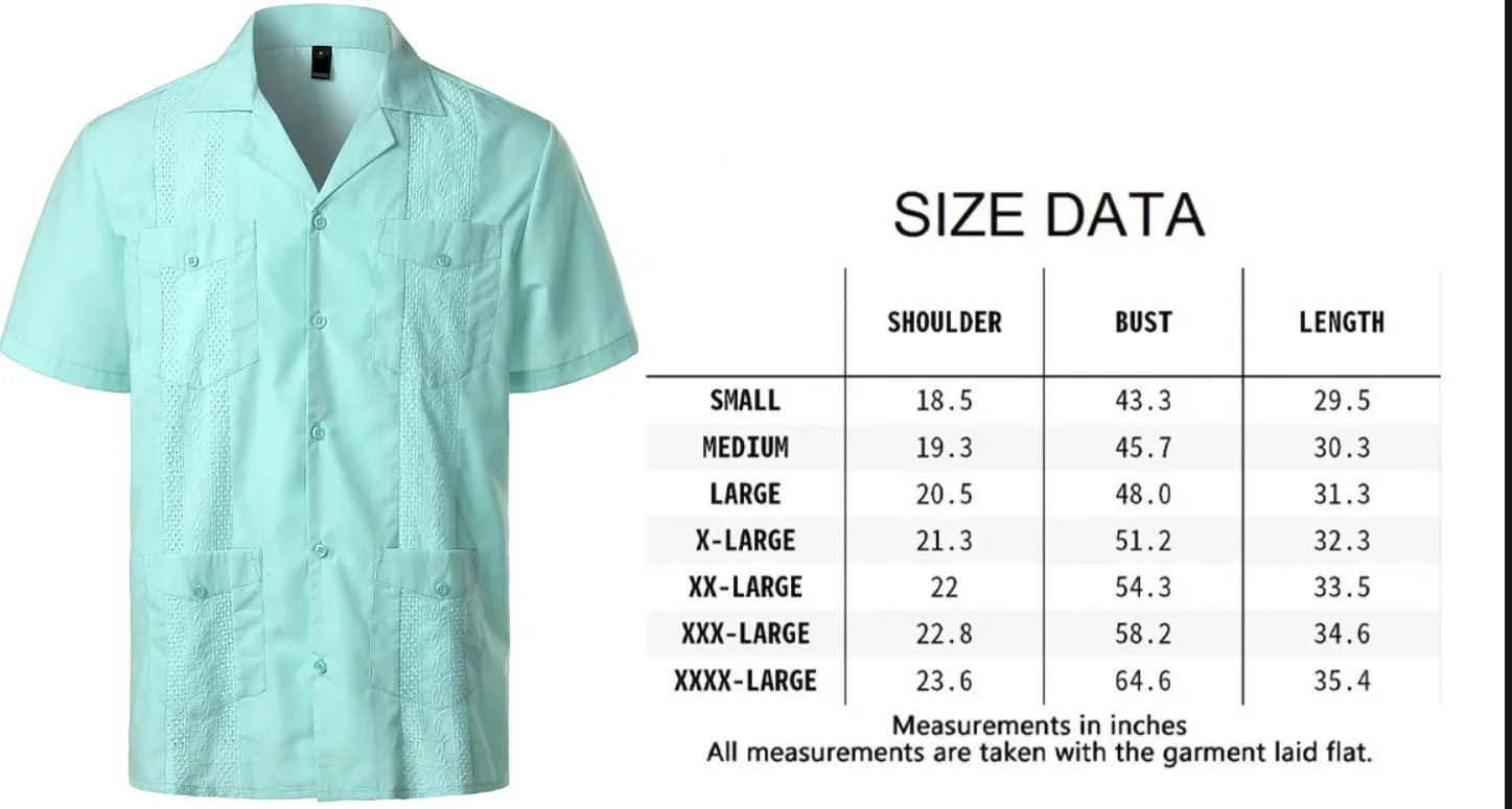 White Men's Guayabera Shirts Four Pockets Embroidered Summer Short Sleeve Shirt Men Mexican Cuban Button Casual Loose Shirt Man
White Men's Guayabera Shirts Four Pockets Embroidered Summer Short Sleeve Shirt Men Mexican Cuban Button Casual Loose Shirt Man