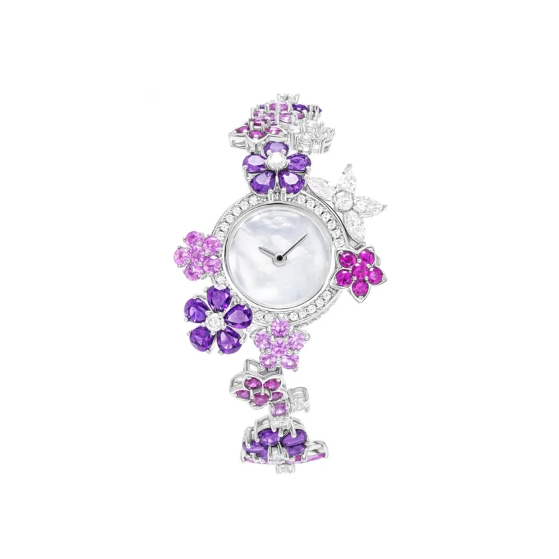 BELLUX 925 Silver Synthetic Zircon Pink Purple Flower Design Vine Fashion White Shell Women's Watch
BELLUX 925 Silver Synthetic Zircon Pink Purple Flower Design Vine Fashion White Shell Women's Watch