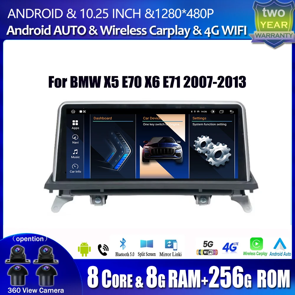 10,25 "Android 14 автомобильный мультимедийный стерео радио CarPlay автоматические мониторы для BMW X5 E70 X6 E71 2007-2013 оригинальная система CCC или CIC
10,25 "Android 14 автомобильный мультимедийный стерео радио CarPlay автоматические мониторы для BMW X5 E70 X6 E71 2007-2013 оригинальная система CCC или CIC