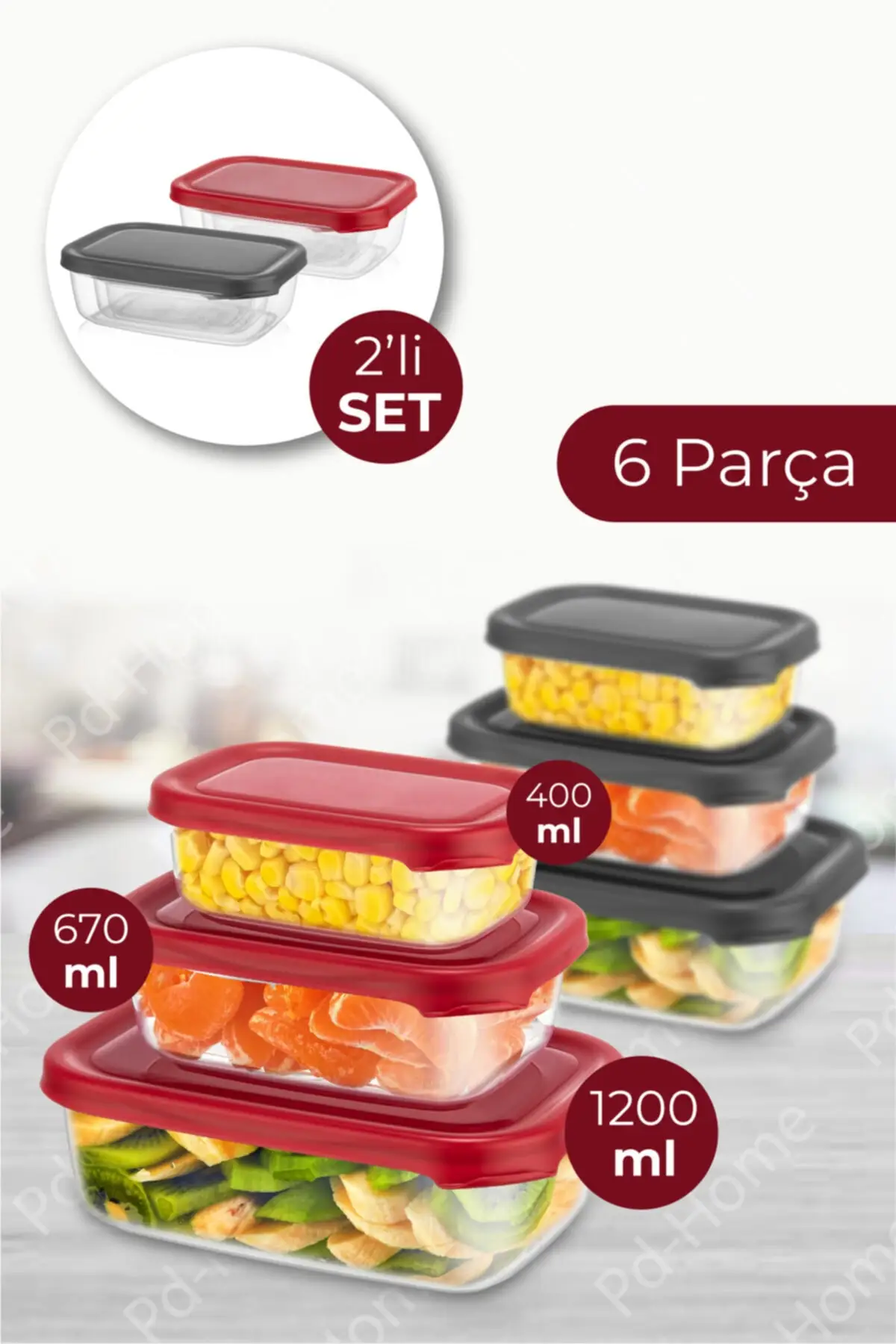 Food Storage Container Set of 2 6 Pieces (12 Pieces in Total) Red & Gray With Lid, Organizer, Free Shipping
Food Storage Container Set of 2 6 Pieces (12 Pieces in Total) Red & Gray With Lid, Organizer, Free Shipping