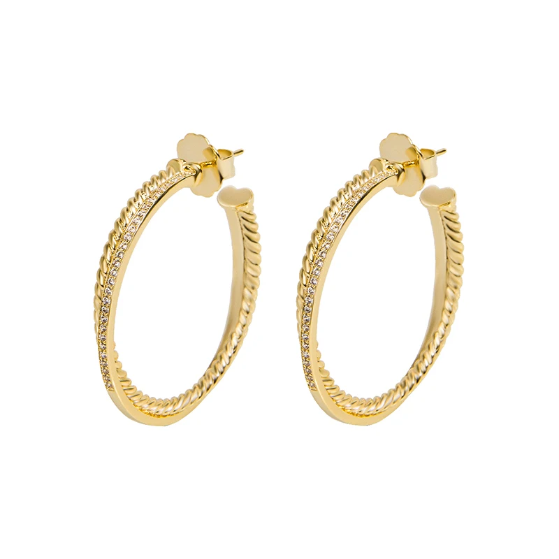 David 4mm gold-plated metal inlaid cubic zirconia fashionable and unique C-shaped hoop earrings for women's gift jewelry
David 4mm gold-plated metal inlaid cubic zirconia fashionable and unique C-shaped hoop earrings for women's gift jewelry