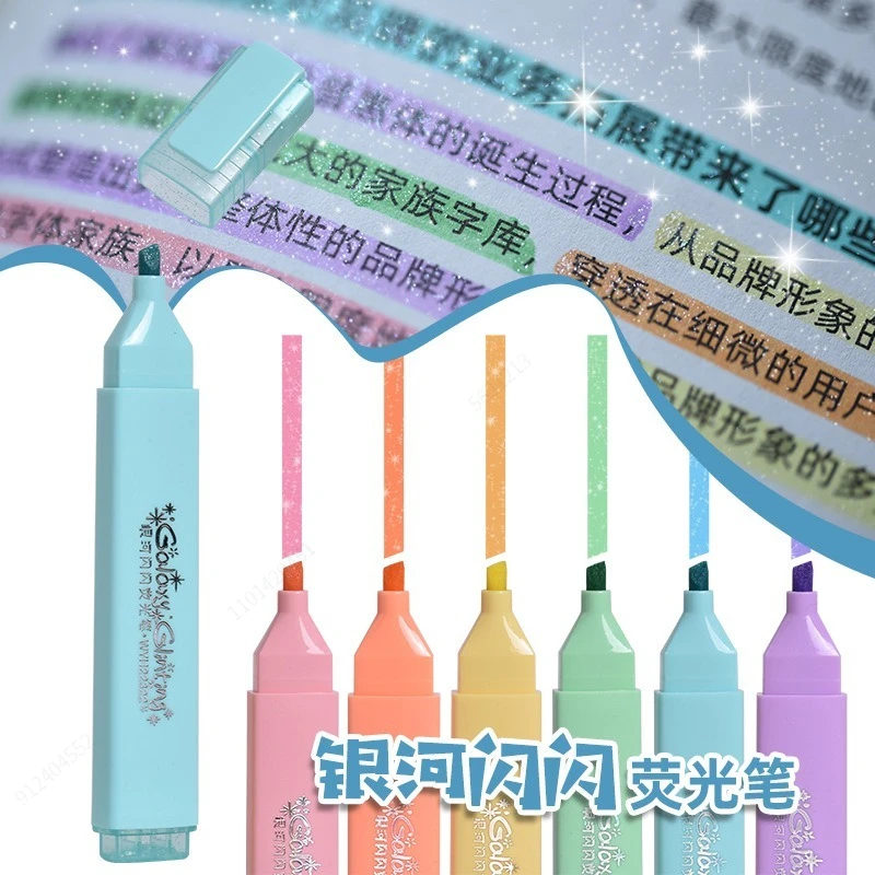 6 Colors/box Fine Glitter Highlighter Pen Set Fluorescent Markers Highlighters Pens Art Marker Japanese Cute Kawaii Stationery
6 Colors/box Fine Glitter Highlighter Pen Set Fluorescent Markers Highlighters Pens Art Marker Japanese Cute Kawaii Stationery