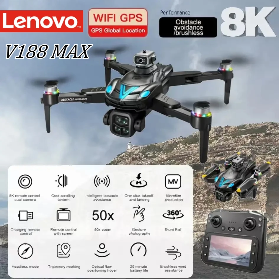 Дрон Lenovo V188MAX 8K 5G для профессиональной аэрофотосъемки, радиоуправляемый квадрокоптер 4K, игрушка-дрон на радиоуправлении
Дрон Lenovo V188MAX 8K 5G для профессиональной аэрофотосъемки, радиоуправляемый квадрокоптер 4K, игрушка-дрон на радиоуправлении