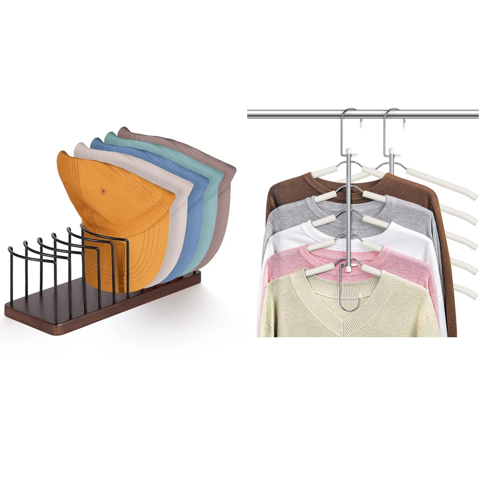 Brown Wooden Tabletop Cap Rack 1Pc + Beige Non-Slip Space-Saving Shirt Hangers 2Pcs For Closet Organization
Brown Wooden Tabletop Cap Rack 1Pc + Beige Non-Slip Space-Saving Shirt Hangers 2Pcs For Closet Organization