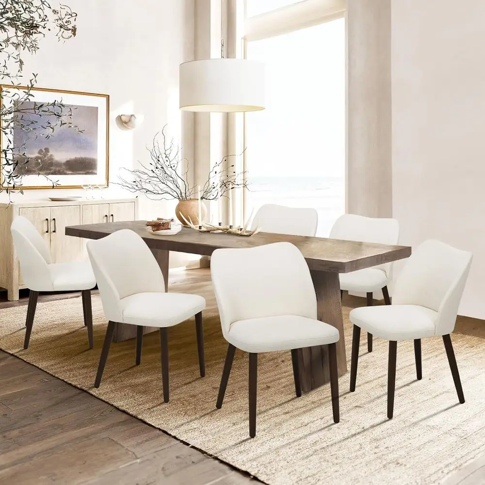 Set of 6 Upholstered Dining Chairs, Beige Fabric with Padded Seats and Wooden Legs for Home or Restaurant Use
Set of 6 Upholstered Dining Chairs, Beige Fabric with Padded Seats and Wooden Legs for Home or Restaurant Use